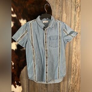 Pacsun size small short sleeve blue jean Aztec striped button up shirt